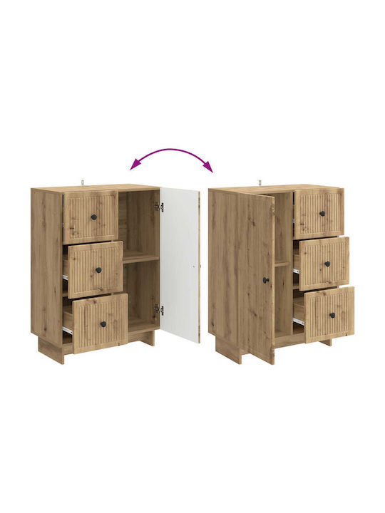 vidaXL Sideboard aus Holz & Metall mit Schubladen Eiche 66x34.5x90cm