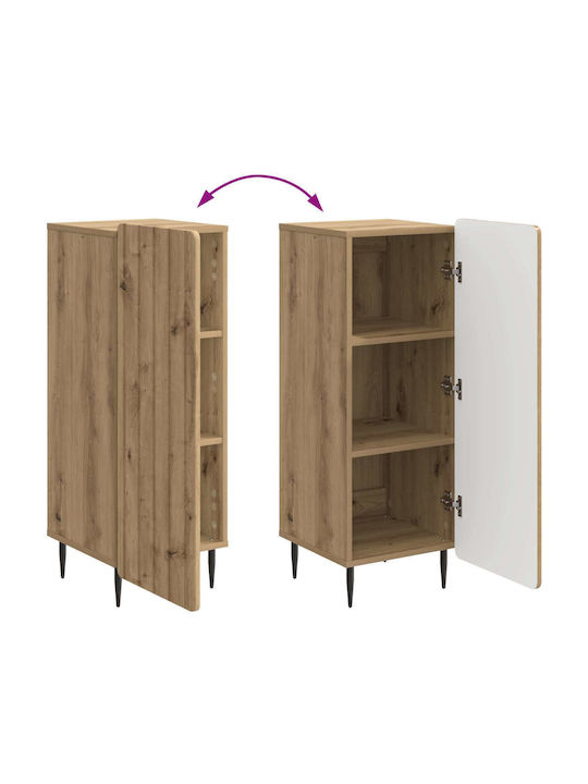 Sideboard aus Holz & Metall Eiche 34.5x33x92cm