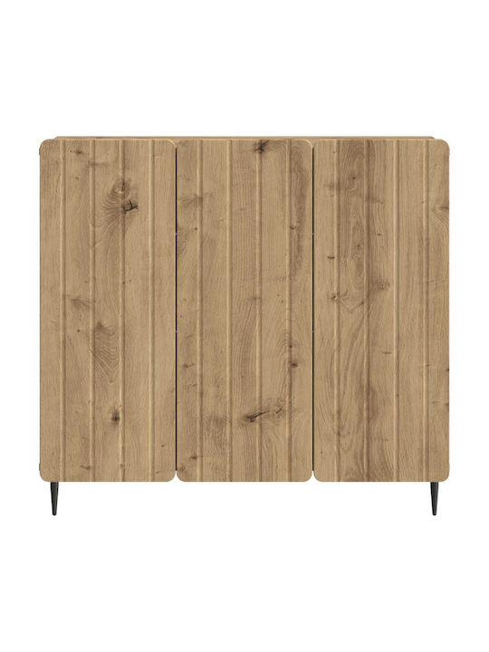 vidaXL Sideboard aus Holz & Metall Eiche 89x34.5x82cm