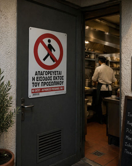Απαγορευεται Η Εισοδος Εκτος Προσωπικου Πινακιδα Αλουμινιου 21χ32 Infosign 21015