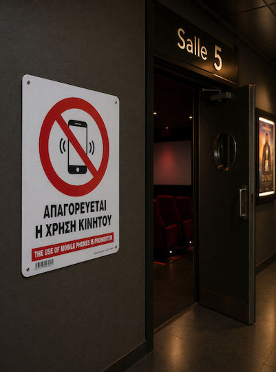Απαγορευεται Η Χρηση Κινητου Use Mobile Phones Is Prohibited Πινακιδα Αλουμινιου 14χ19,5 Ινfosign 16009