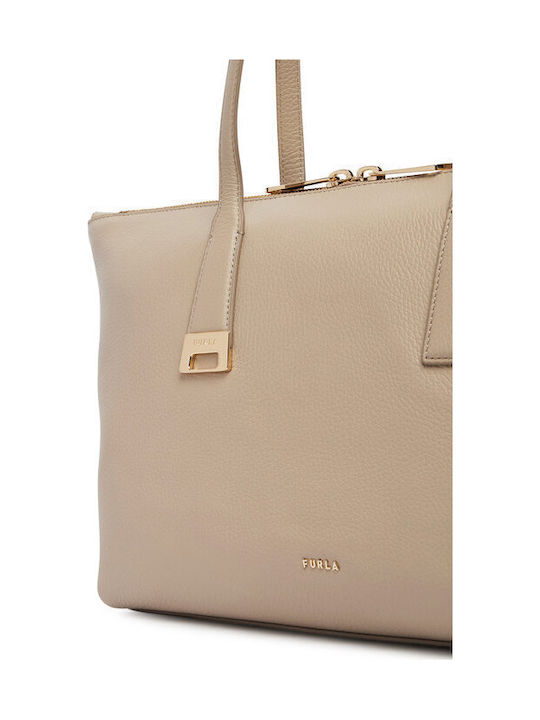 Leather Women's Tote Handbag Beige
