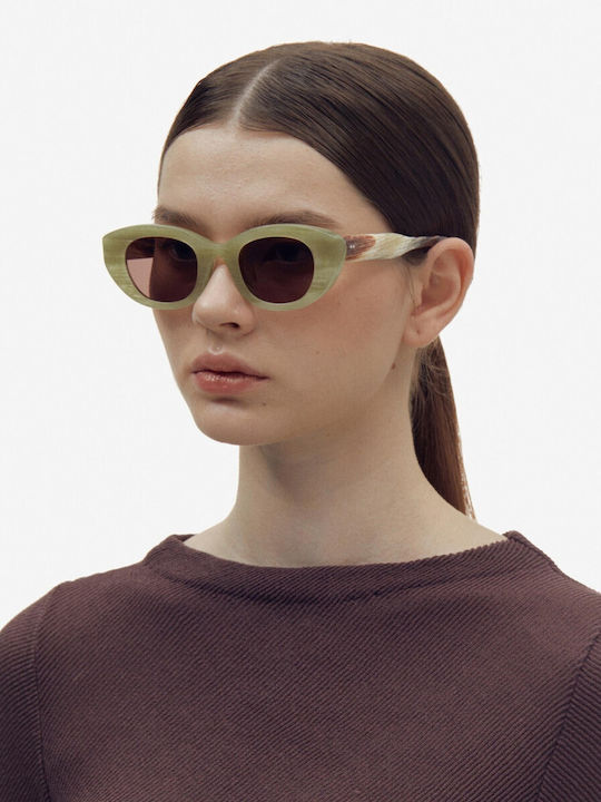 Projekt Produkt Women's Sunglasses with Green Horn-Rimmed Frame 476351