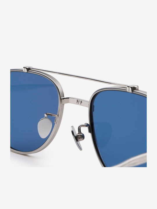 Projekt Produkt Men's Sunglasses with Silver Metallic Frame and Mirror Lens 476456