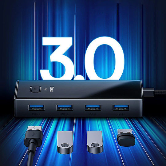 Baseus Hub 4 Θυρών USB 3.0 με σύνδεση USB-C / USB-A Γκρι