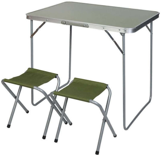Enero Steel Camping Table Set Foldable in Case 80x60x70cm Green