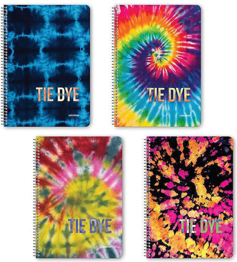Logigraf Σπιράλ Τετράδια Ριγέ Β5 120 Φύλλων 4 Θεμάτων Tie Dye 6τμχ (Διάφορα Σχέδια)