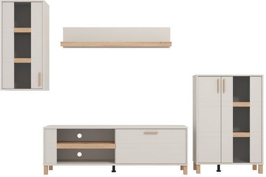 Σύνθετο Σαλονιού Sheffield Casmere/artisan Oak με Φωτισμό Μ289xΒ40xΥ181εκ.
