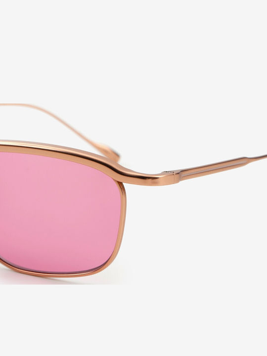 Projekt Produkt Unisex Sunglasses with Rose Gold Metallic Frame and Pink Lenses 476419