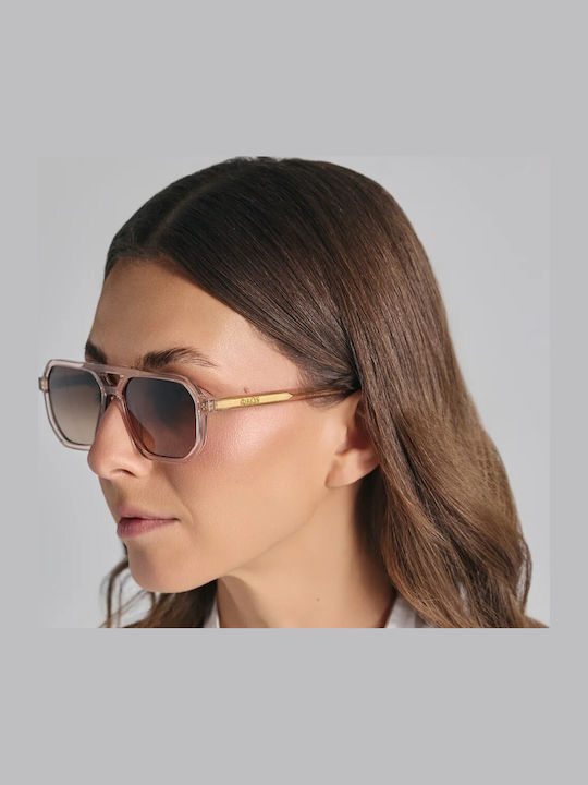 Faos Men's Sunglasses with Transparent Horn-Rimmed Frame and Gradient Lens 499659-99660