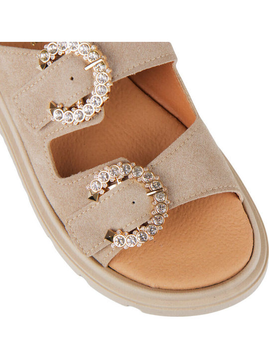 Sandale Casual Damă Flatforme Maro De Piele
