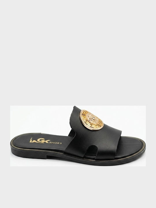 Leather Women's Flat Sandals Black