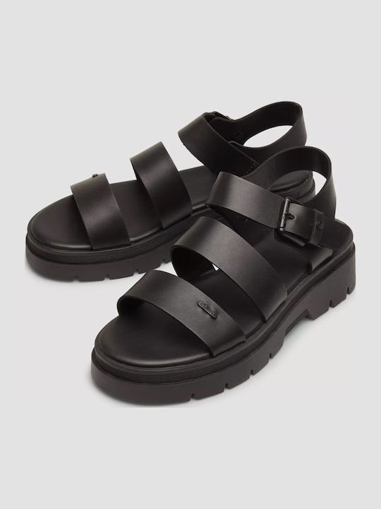 Damen Flache Sandalen Schwarz