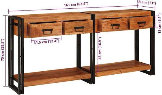 Konsole Καστανό L160xB33xH75cm