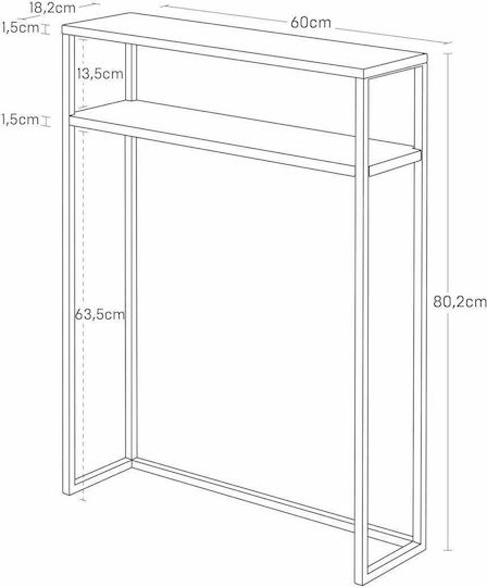Tower Конзола Метална Бяла Д60xШ18.2xВ80.2см