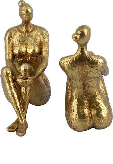 Artekko Bookends Figurine Gold Resin Bookends Female Figure 19.3x9x19.7 Cm 2 Pieces