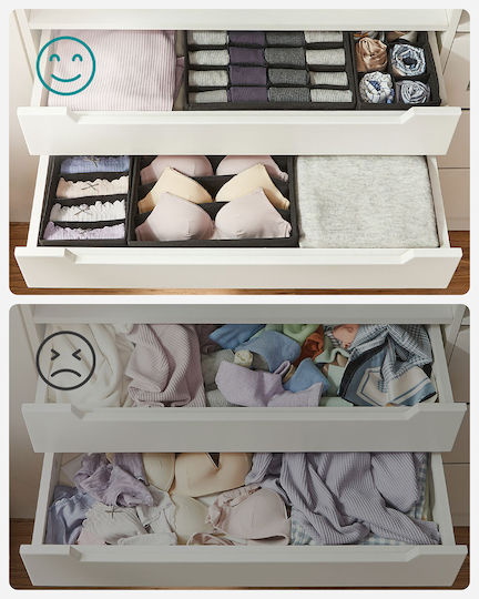 Songmics Fabric Storage Case for Belts Socks Underwear Ties in Black Color 4 Pieces