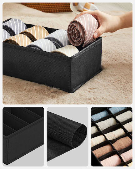 Songmics Fabric Storage Case for Belts Socks Underwear Ties in Black Color 4 Pieces