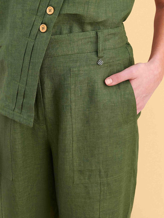 Attrattivo Damen Leinenhose mit Gummiband Grün