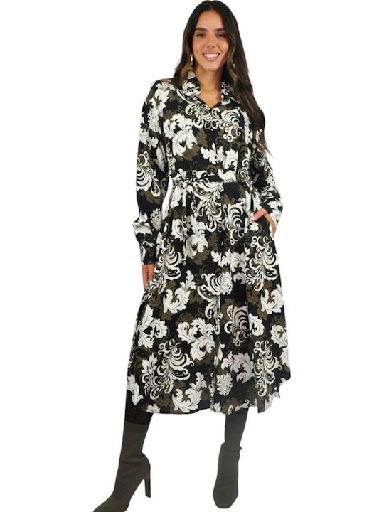 Summer Midi Shirt Dress Black