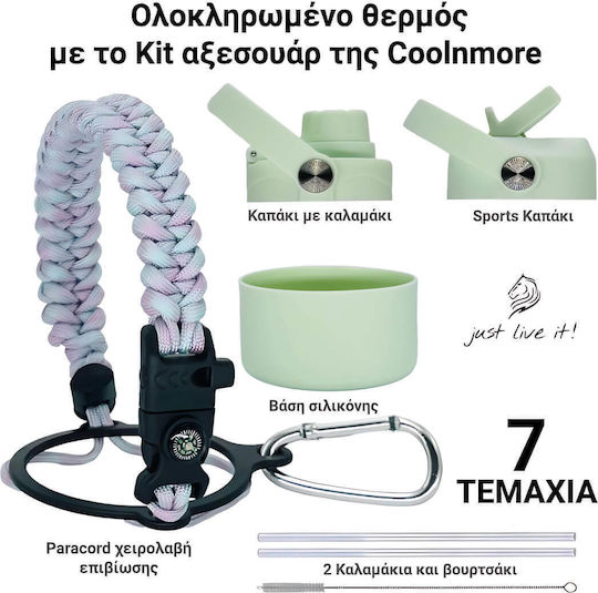 Cool'NMore Μπουκάλι Θερμός Ανοξείδωτο BPA Free 500ml Ανοξείδωτο με Καλαμάκι και Λαβή