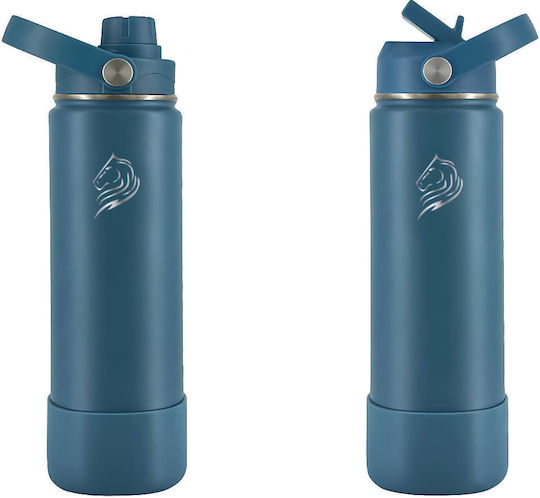 Cool'NMore Cool'NMore Thermosflasche Rostfreier Stahl BPA-frei 500ml Denim mit Stroh, Handgriff, Schlinge und Mundstück