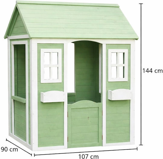 Дървена Детска Къщичка За Градина Зелена 107x90x144см