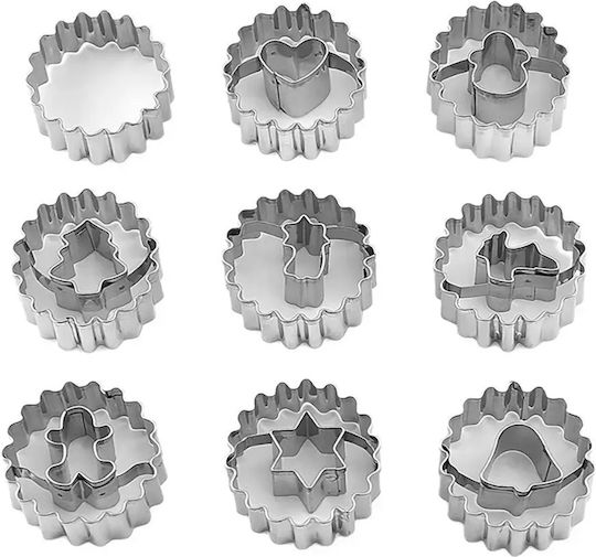 Metallic Flower Christmas Cookie Cutters 9 Pieces