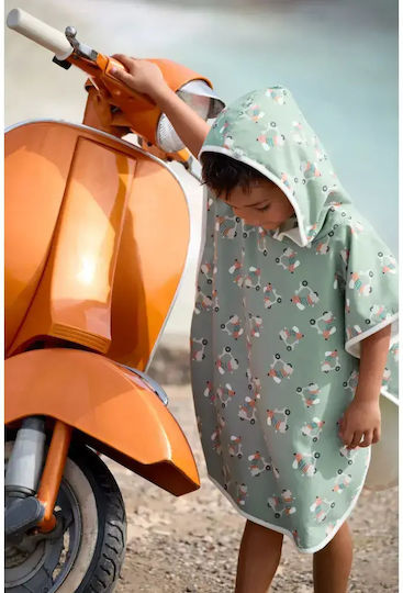 Kid's Beach Poncho Upf 80 Protection Lassig Scooter Dog Green 60x60cm