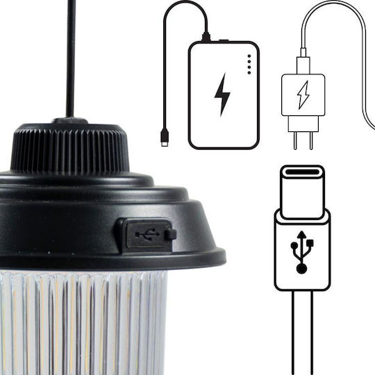 Redcliffs Λάμπα Led Επαναφορτιζόμενη για Camping Αδιάβροχη με Φακό Μαύρο