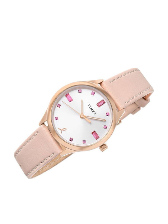 Timex Womens Watch 33mm Battery with Pink Leather Strap