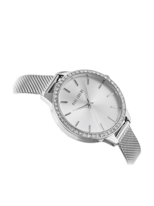 Paul Lorens Womens Battery Watch With Silver Metal Bracelet