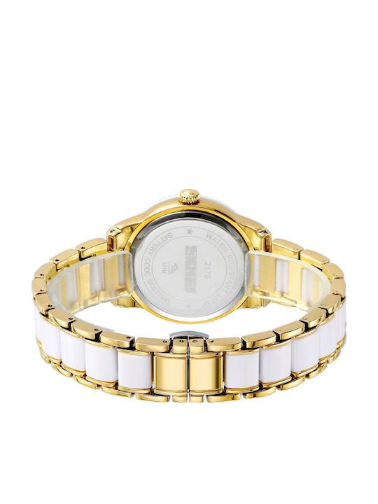 Skmei Womens Watch Battery with Gold Metal Bracelet