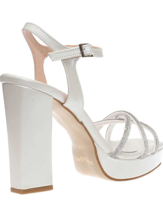 Sandale Elegante Damă Din Piele Cu Strasuri Albe