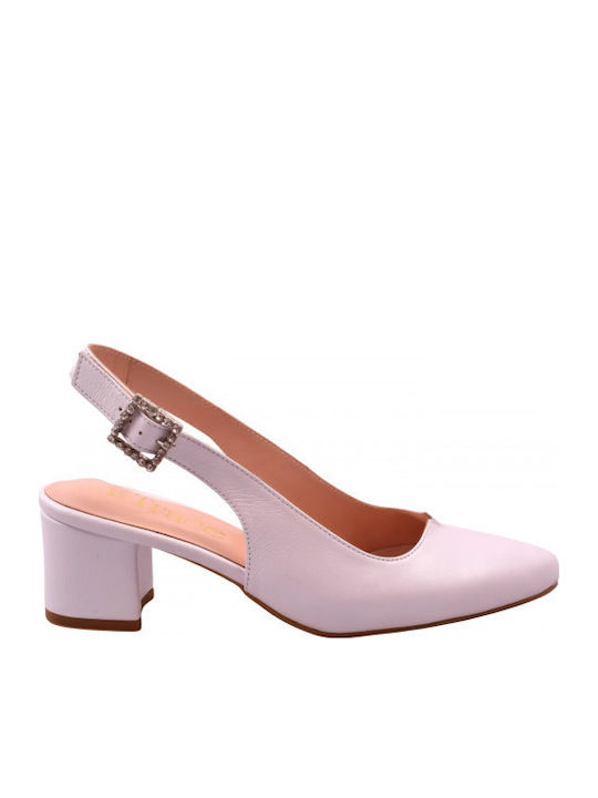 Leder Pumps mit niedrigem Absatz Weiß