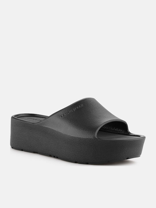 Sunny Slides με Πλατφόρμα σε Μαύρο Χρώμα