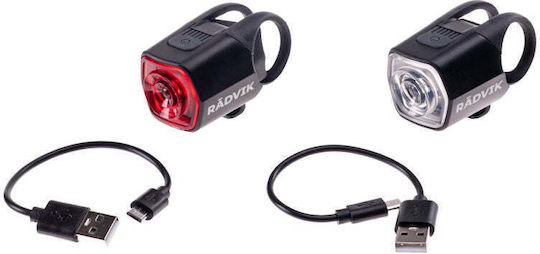 Radvik 92800595463 Επαναφορτιζόμενο Σετ Φώτα Ποδηλάτου