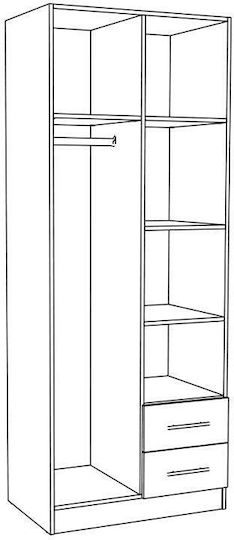 Prime 2κ Kf Δίφυλλη Ντουλάπα 80x52x205cm Cashmere Prime 2κ Kf Δίφυλλη Ντουλάπα 80x52x205cm Cashmere