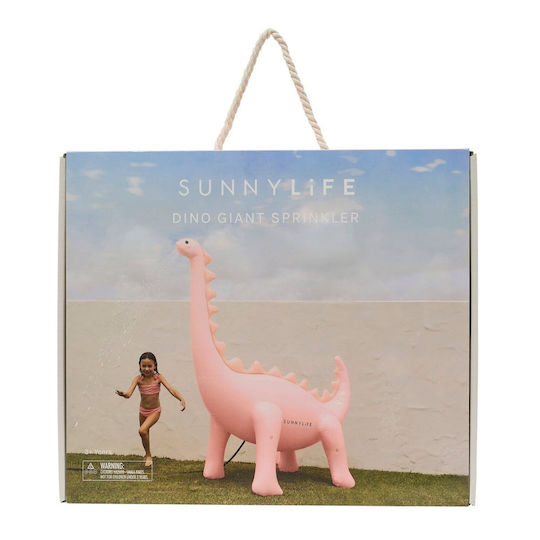 Sunnylife Inflatable Water Toy Giant Dino Sprinkler Into Wild Pink