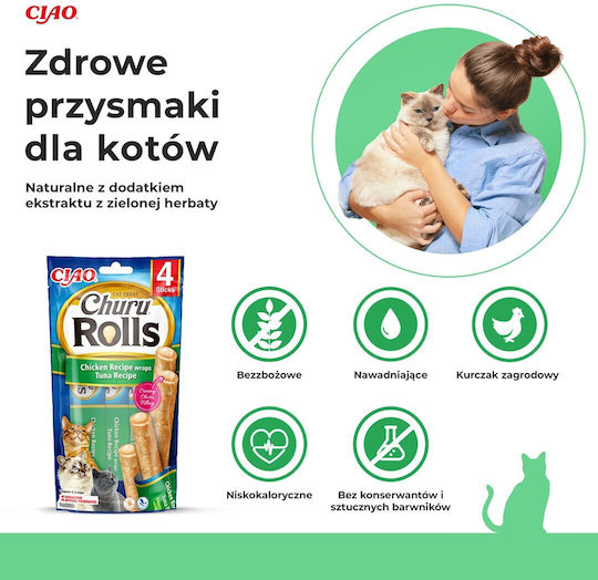 Recompense Katzenleckerlis Inaba Ciao Churu Rollen Huhn Thunfisch 4 X 10g