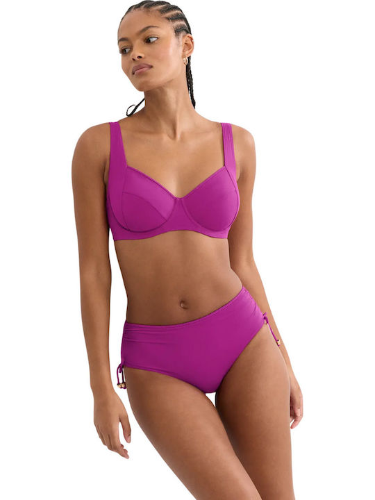 Summer Twist Bikini Slip Hohe Taille Fuchsie