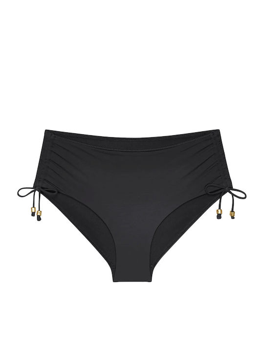 Summer Twist Bikini Slip High Waist Black