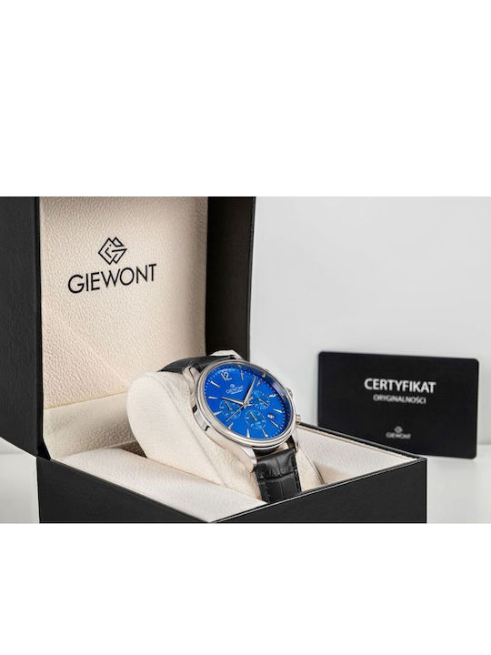 Men's Chronograph Battery Watch with Black Leather Strap