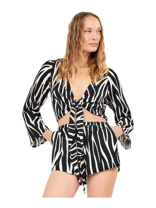 Gisela Women's Beachwear Top Black-Ivory