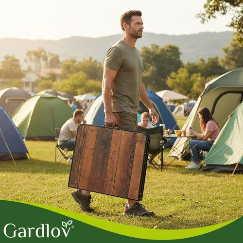 Gardlov Aluminum Table Set for Camping Folding in Case 36x27x33.5cm Brown