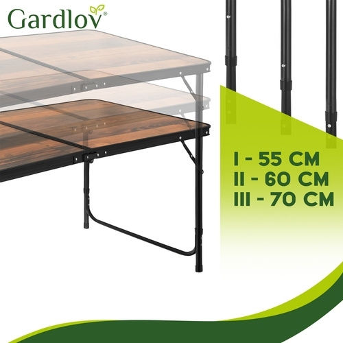 Gardlov Aluminum Table Set for Camping Folding in Case 36x27x33.5cm Brown
