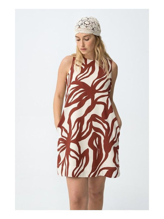 Sommer Mini Hemdkleid Beigebraun
