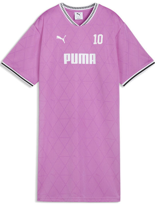 Summer Mini Athletic Dress Short Sleeve with Hood Fuchsia