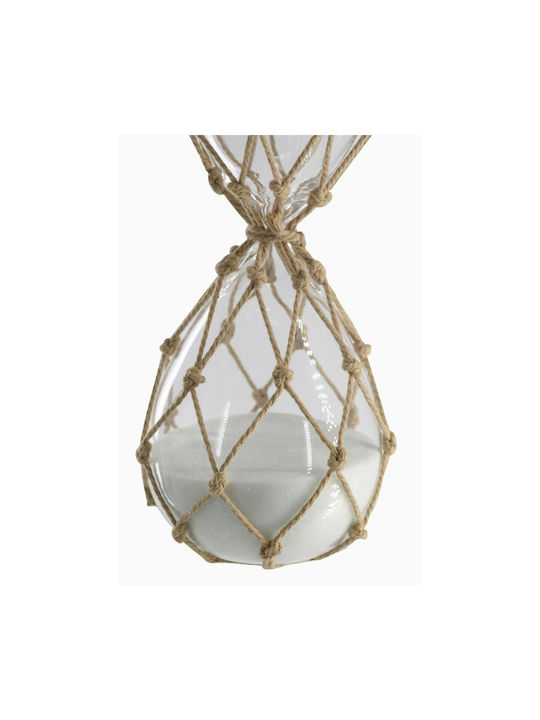 Artekko Hourglass Γυάλινη Κλεψύδρα Σχοινί Λευκή Άμμο 8.6x8.6x20.8 Cm