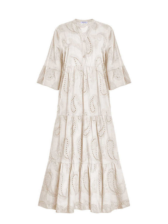 Celestino Damenkleid Baumwollgewebt Gesteppt Loose Fit Beiges